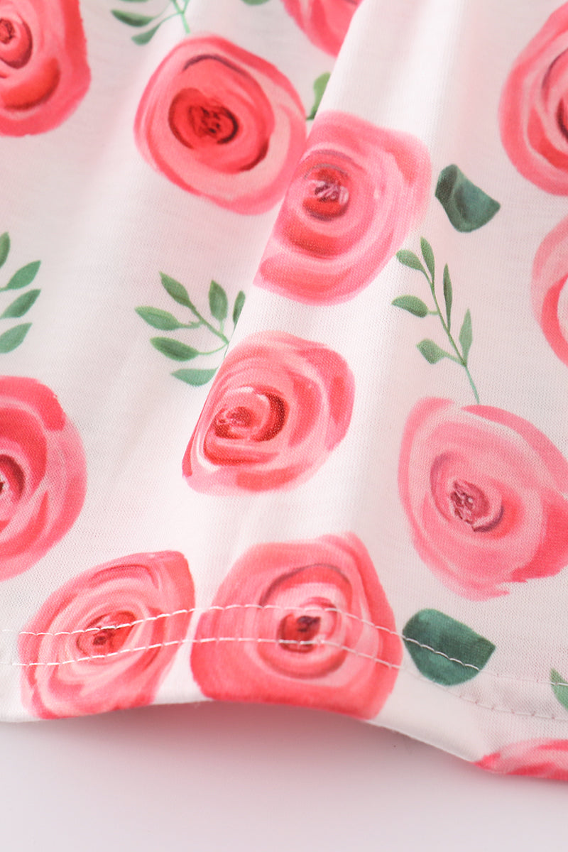 Pink floral print girl bloomer set - Giggles with Grace