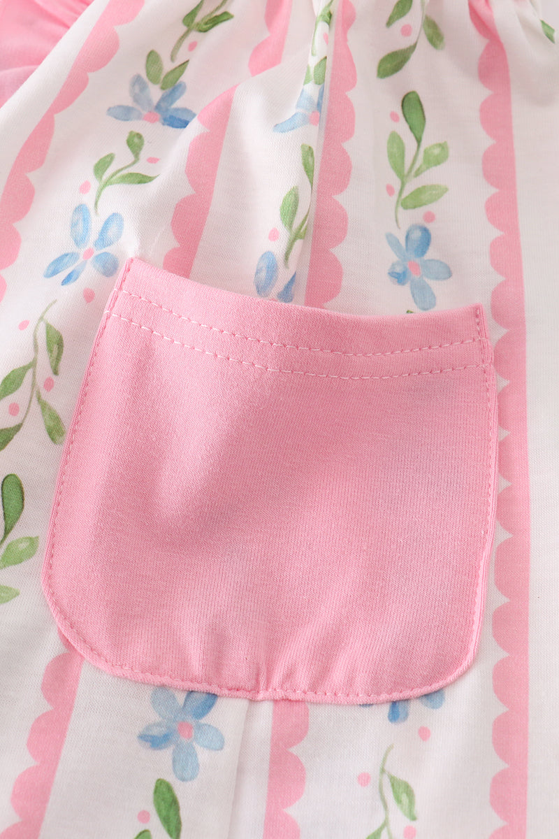 Pink floral print girl ruffle dress - Giggles with Grace