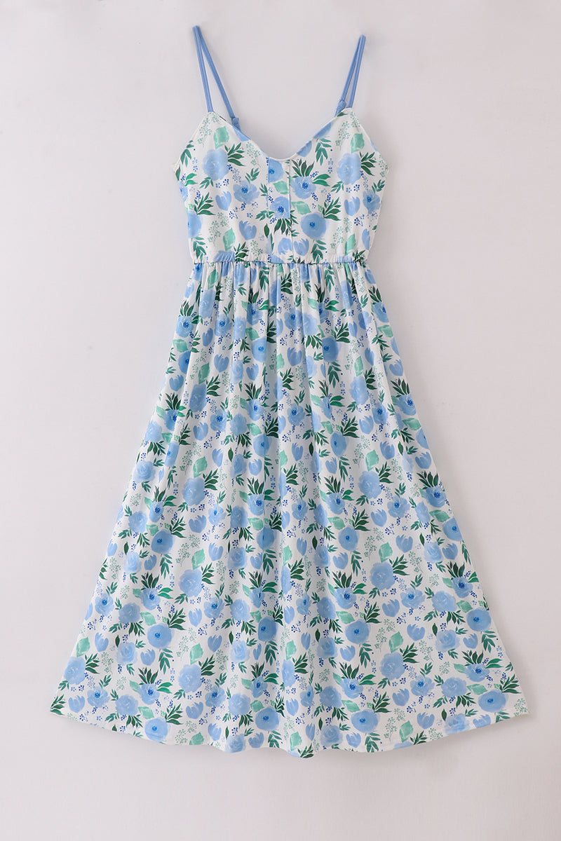Tranquil garden print mom dress - Giggles with Grace