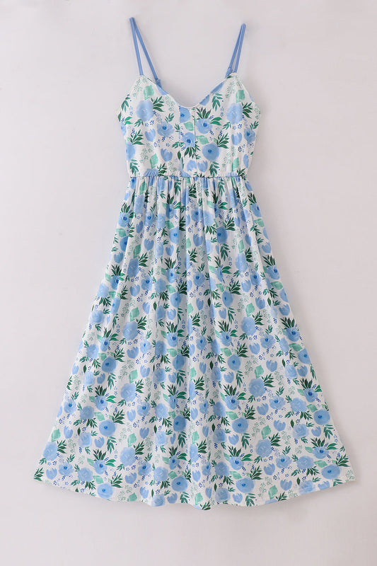 Tranquil garden print mom dress - Giggles with Grace