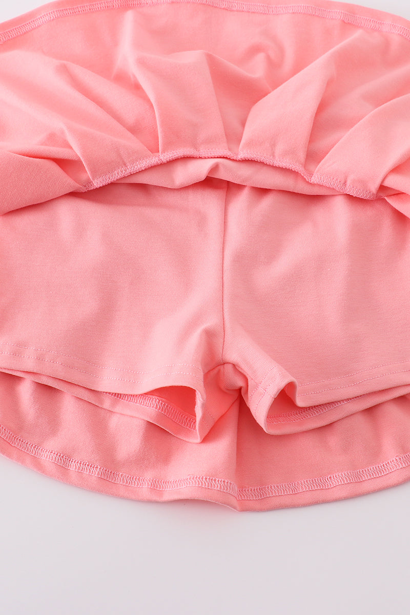 Pink baseball print girl skort set - Giggles with Grace