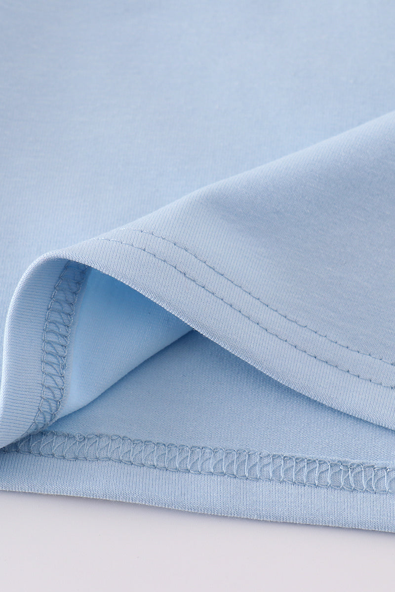 Blue character french knot top - Giggles with Grace