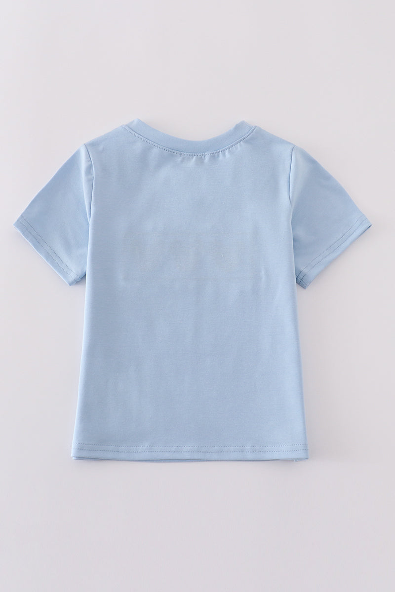 Blue character french knot top - Giggles with Grace