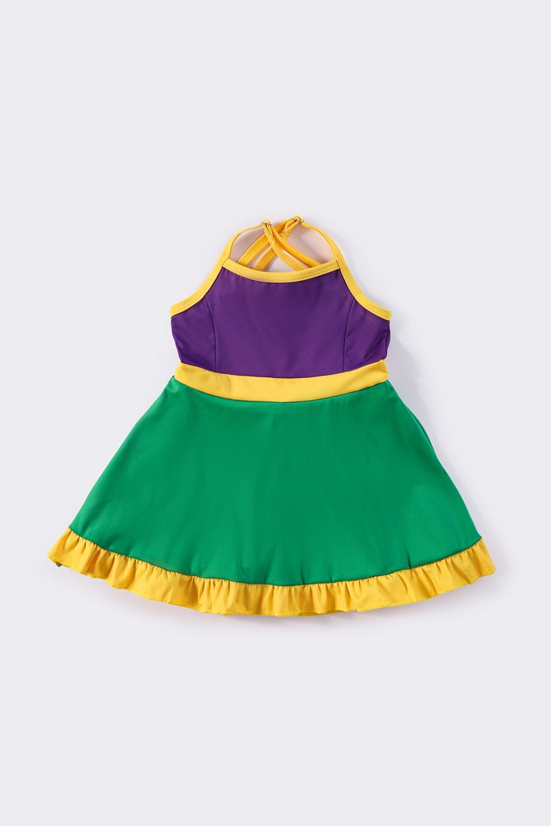 Mardi gras tennis ruffle girl dress - Giggles with Grace