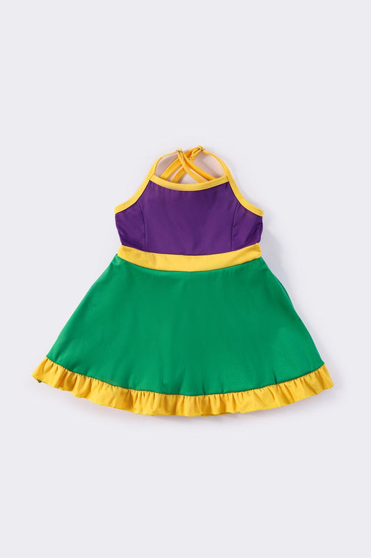 Mardi gras tennis ruffle girl dress - Giggles with Grace