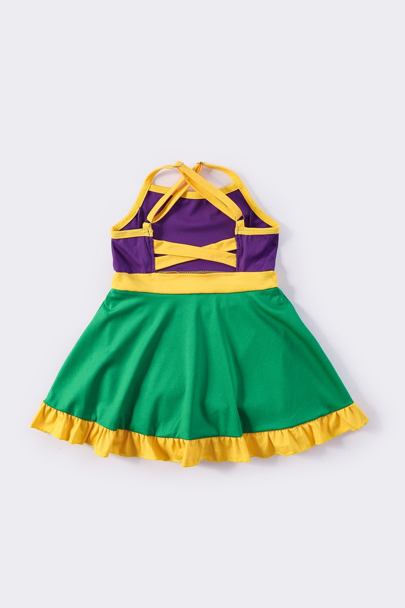 Mardi gras tennis ruffle girl dress - Giggles with Grace