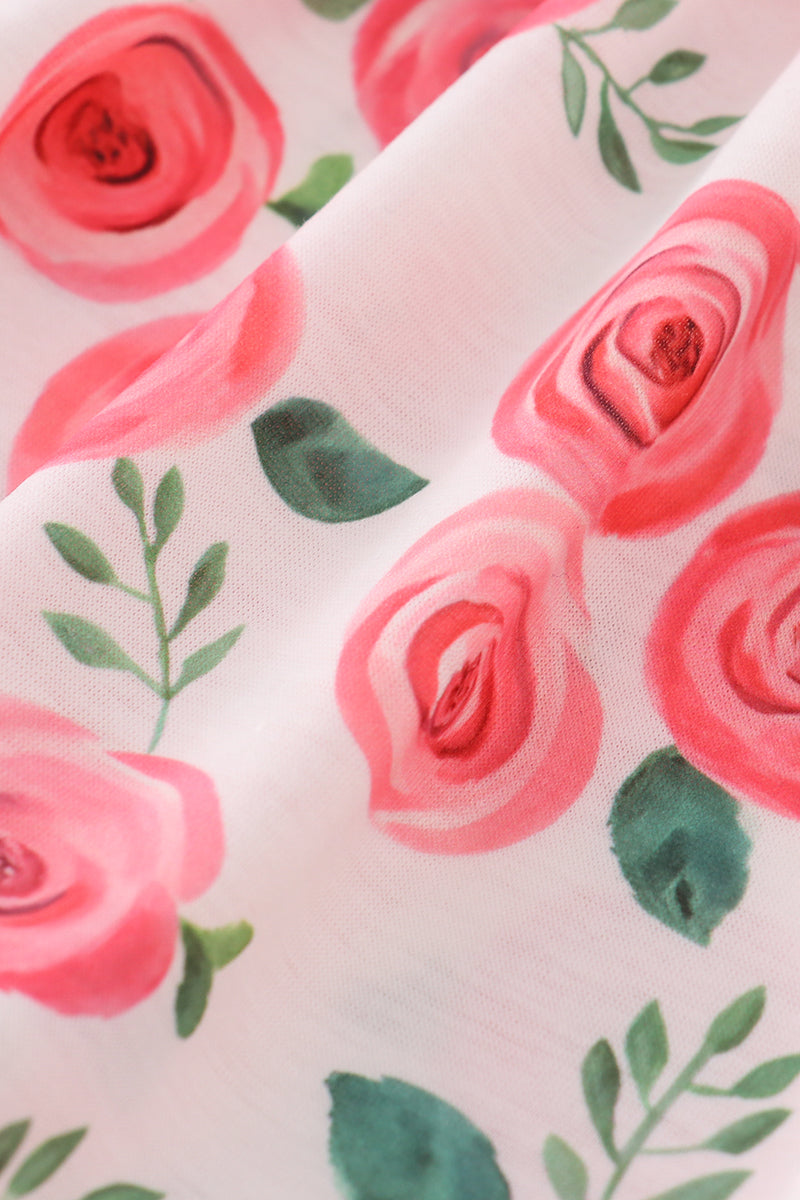 Pink floral print girl set - Giggles with Grace