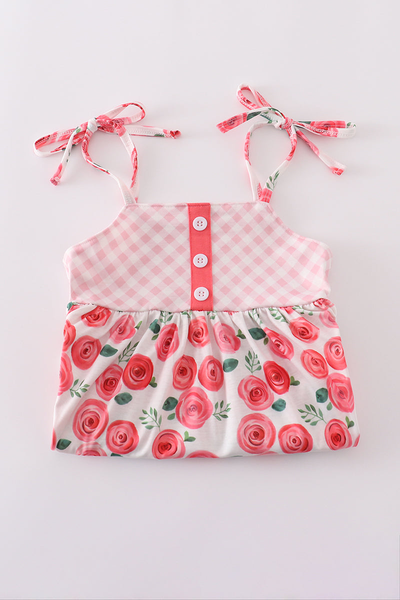 Pink floral print girl set - Giggles with Grace