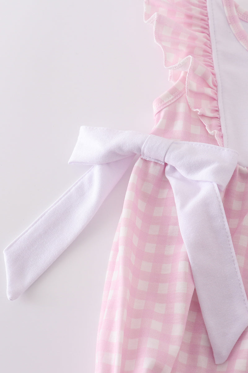 Pink cross embroidery bow bubble - Giggles with Grace