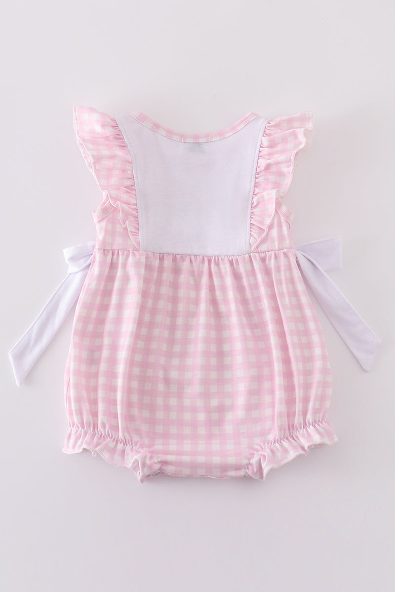 Pink cross embroidery bow bubble - Giggles with Grace