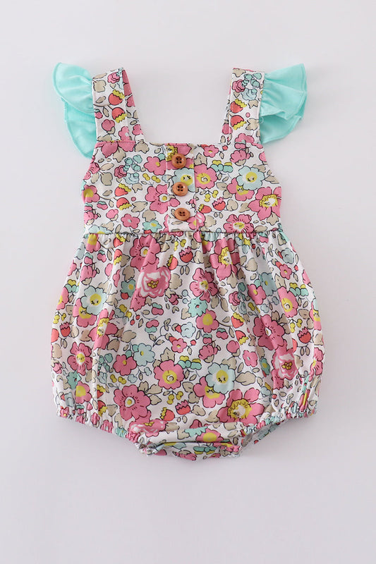 Pink floral print bubble - Giggles with Grace