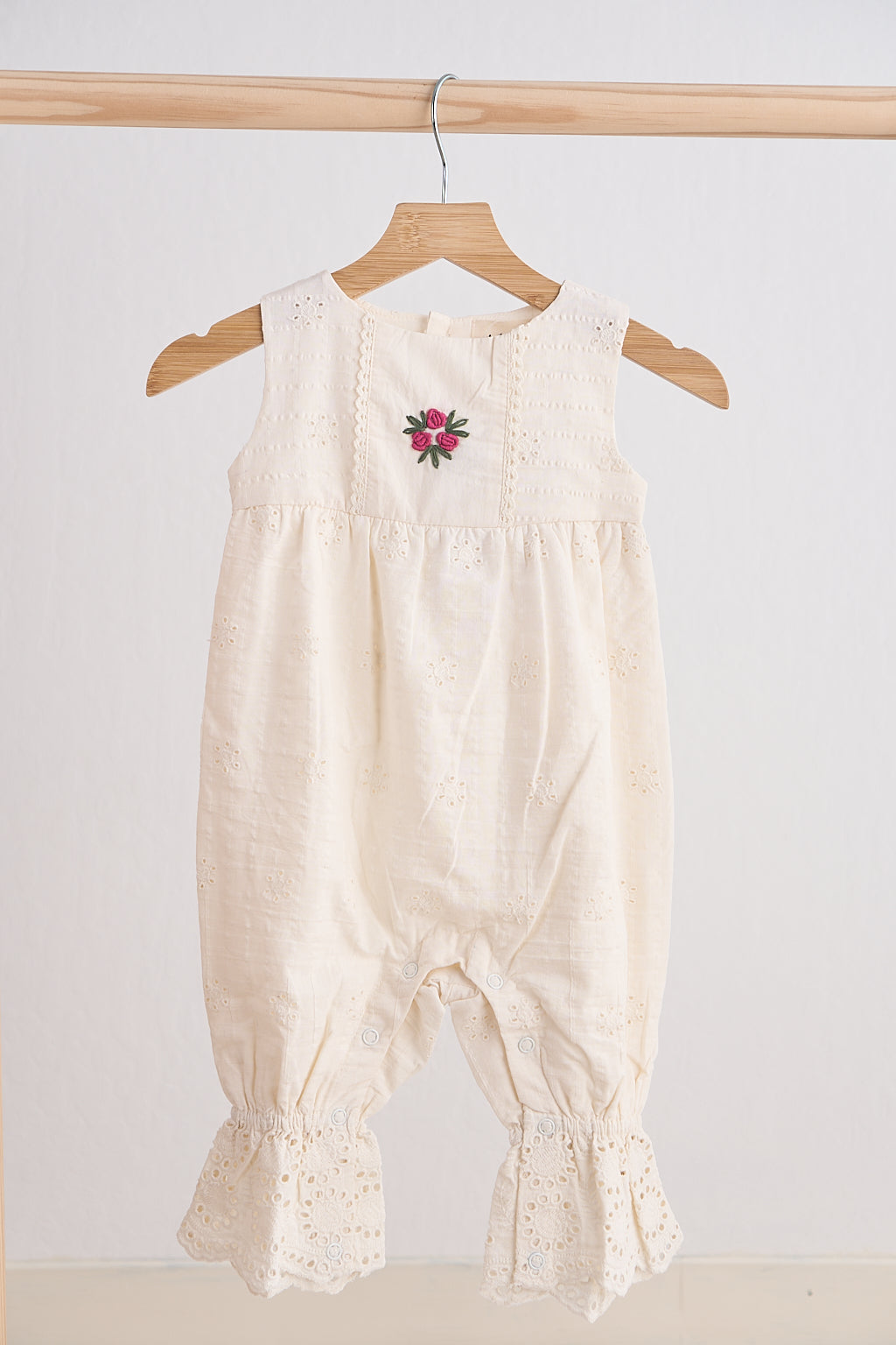 White hand embroidery floral lace jumpsuit - Giggles with Grace