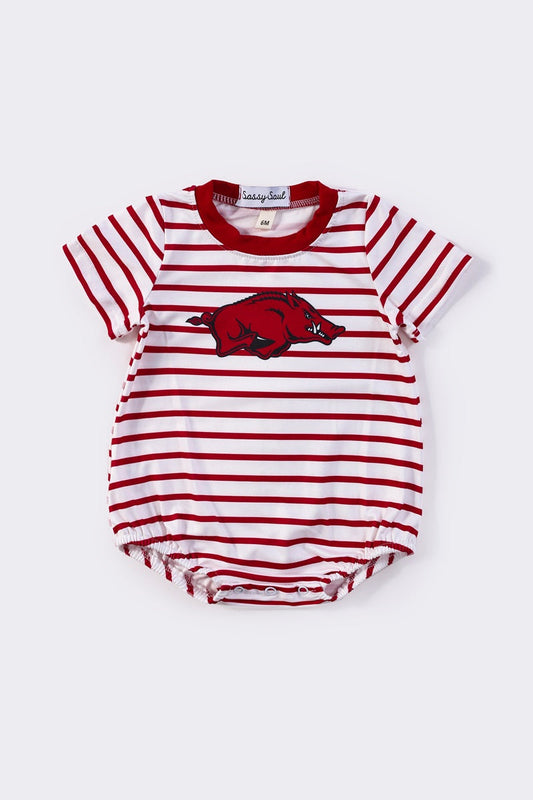 Arkansas print boy stripe bubble - Giggles with Grace