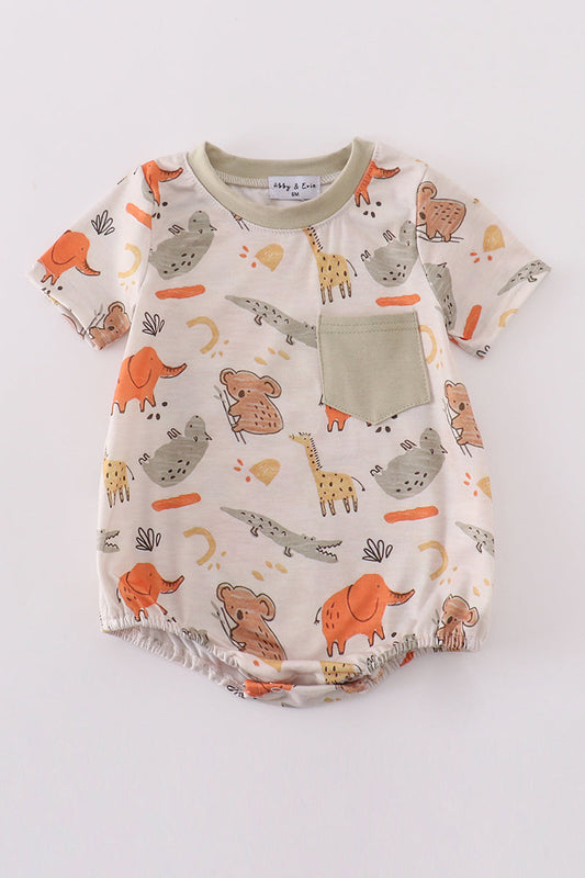 Animal print boy bubble - Giggles with Grace