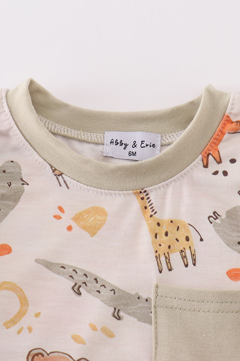 Animal print boy bubble - Giggles with Grace