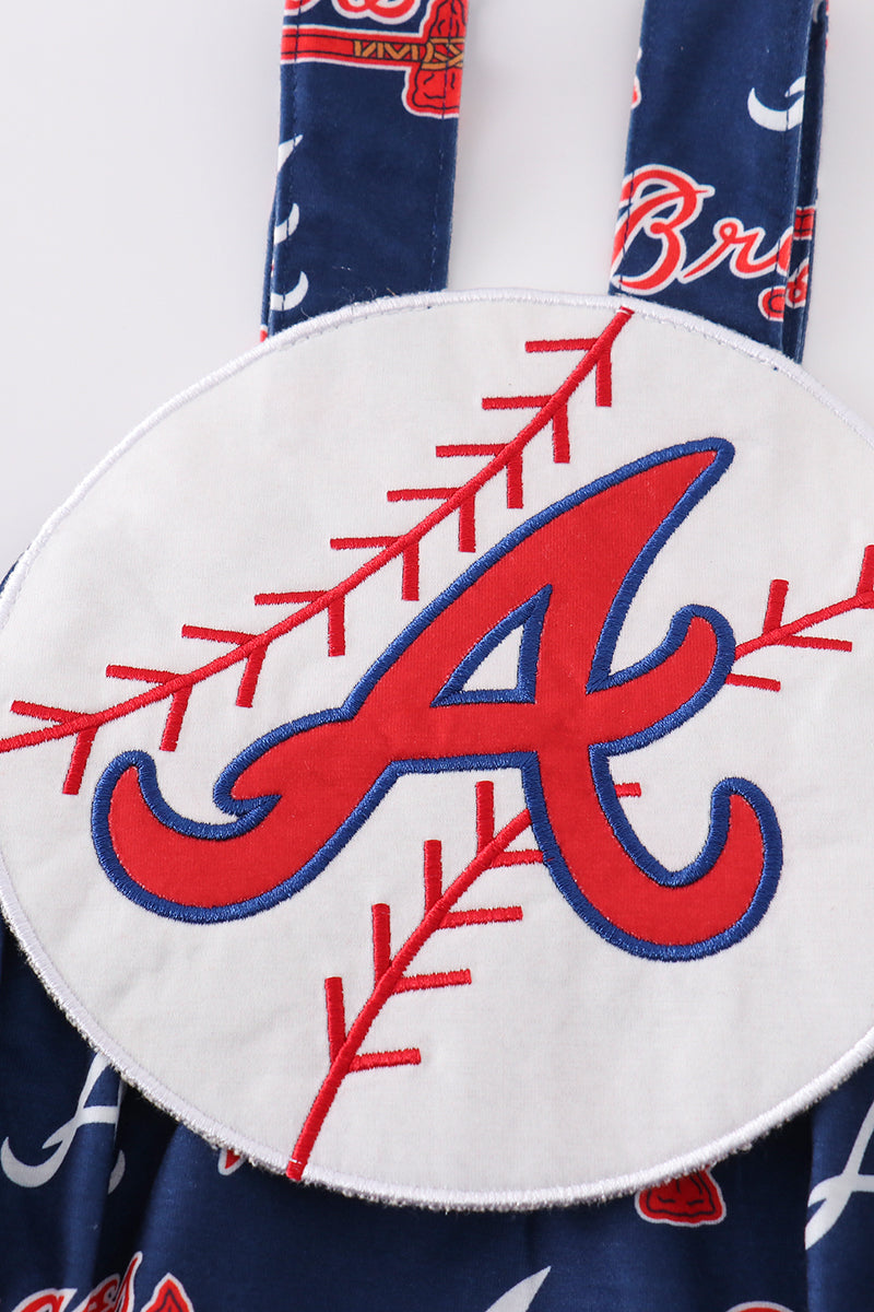 Atlanta baseball applique boy bubble - Giggles with Grace