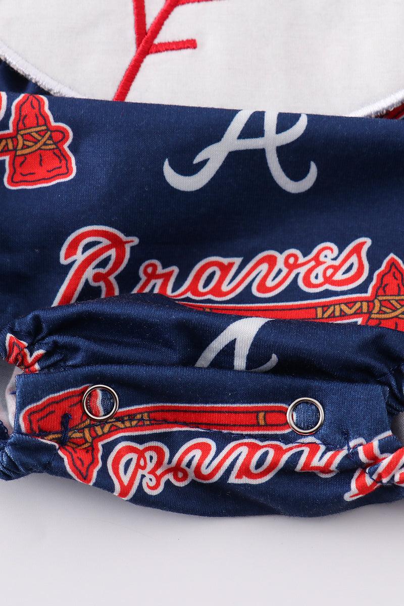 Atlanta baseball applique boy bubble - Giggles with Grace
