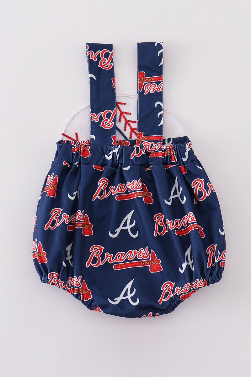 Atlanta baseball applique boy bubble - Giggles with Grace