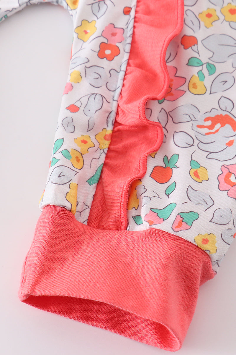 Pink floral print girl romper - Giggles with Grace