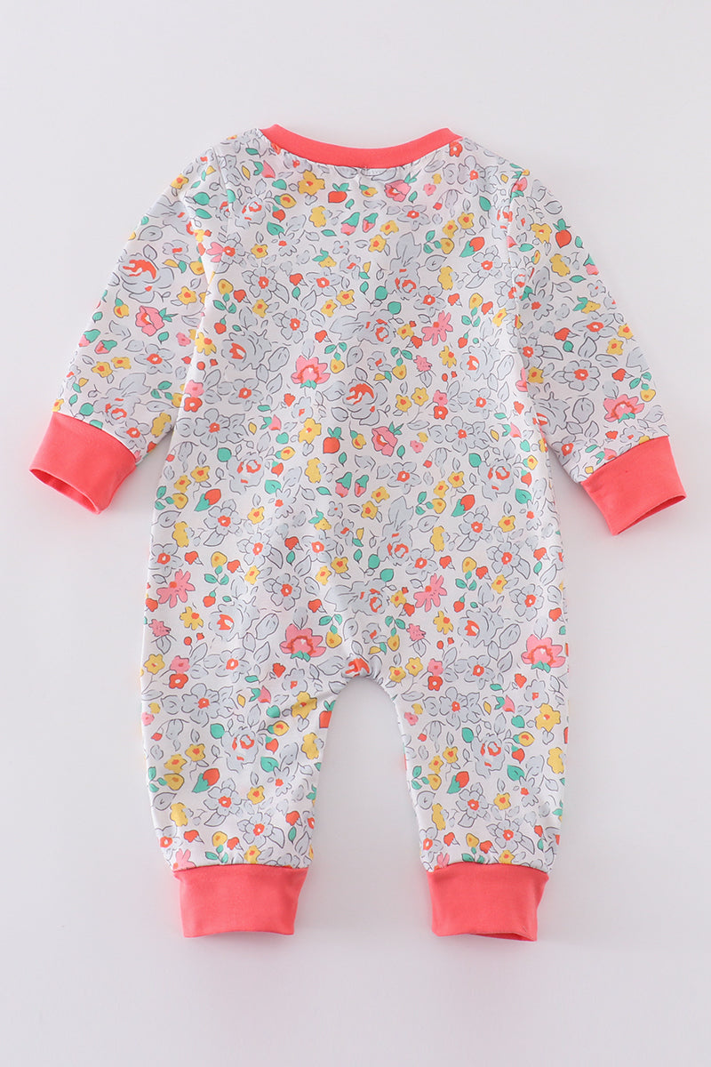Pink floral print girl romper - Giggles with Grace