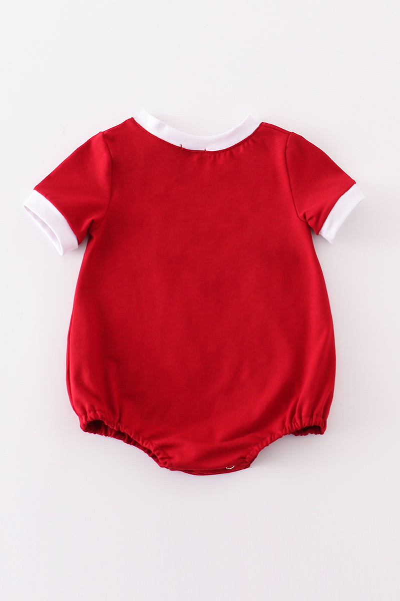 Red sooners embroidery boy bubble - Giggles with Grace