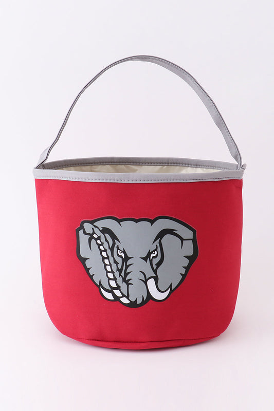Maroon elephant print bucket - Giggles with Grace