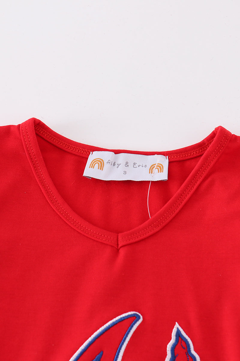 Atlanta baseball applique girl dress - Giggles with Grace