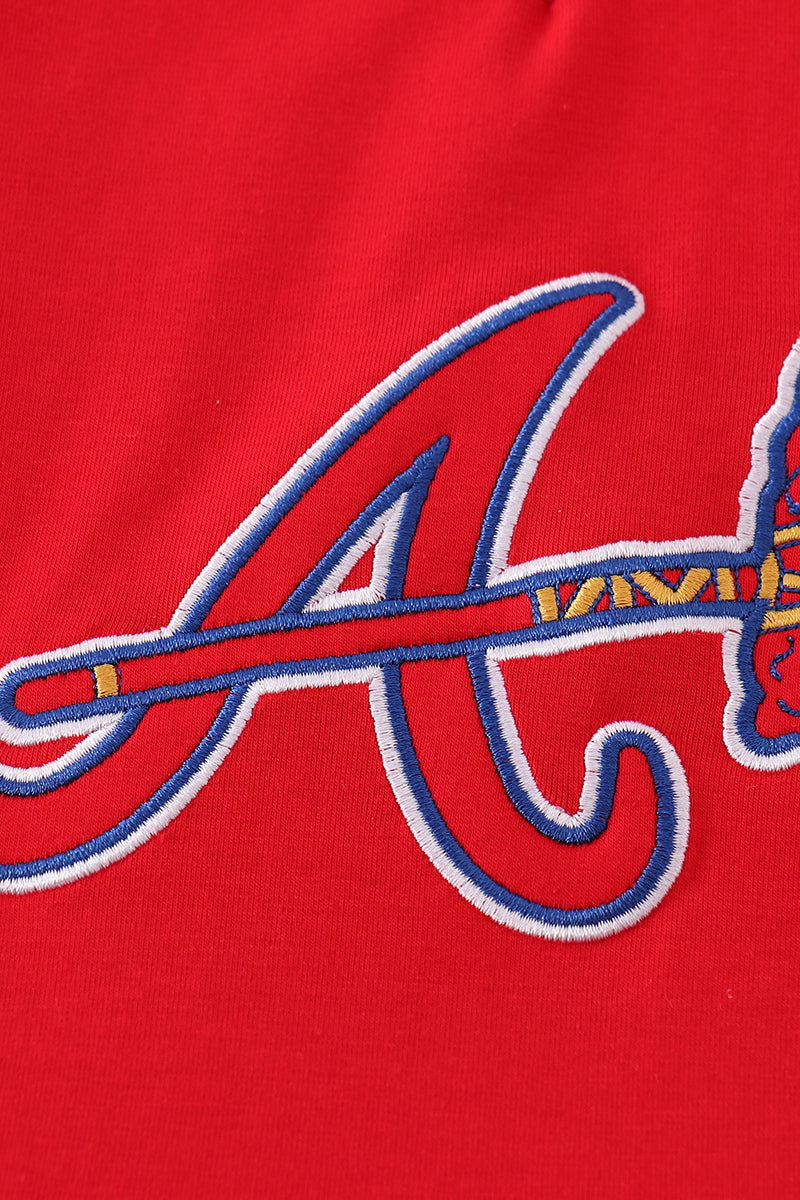 Atlanta baseball applique girl dress - Giggles with Grace