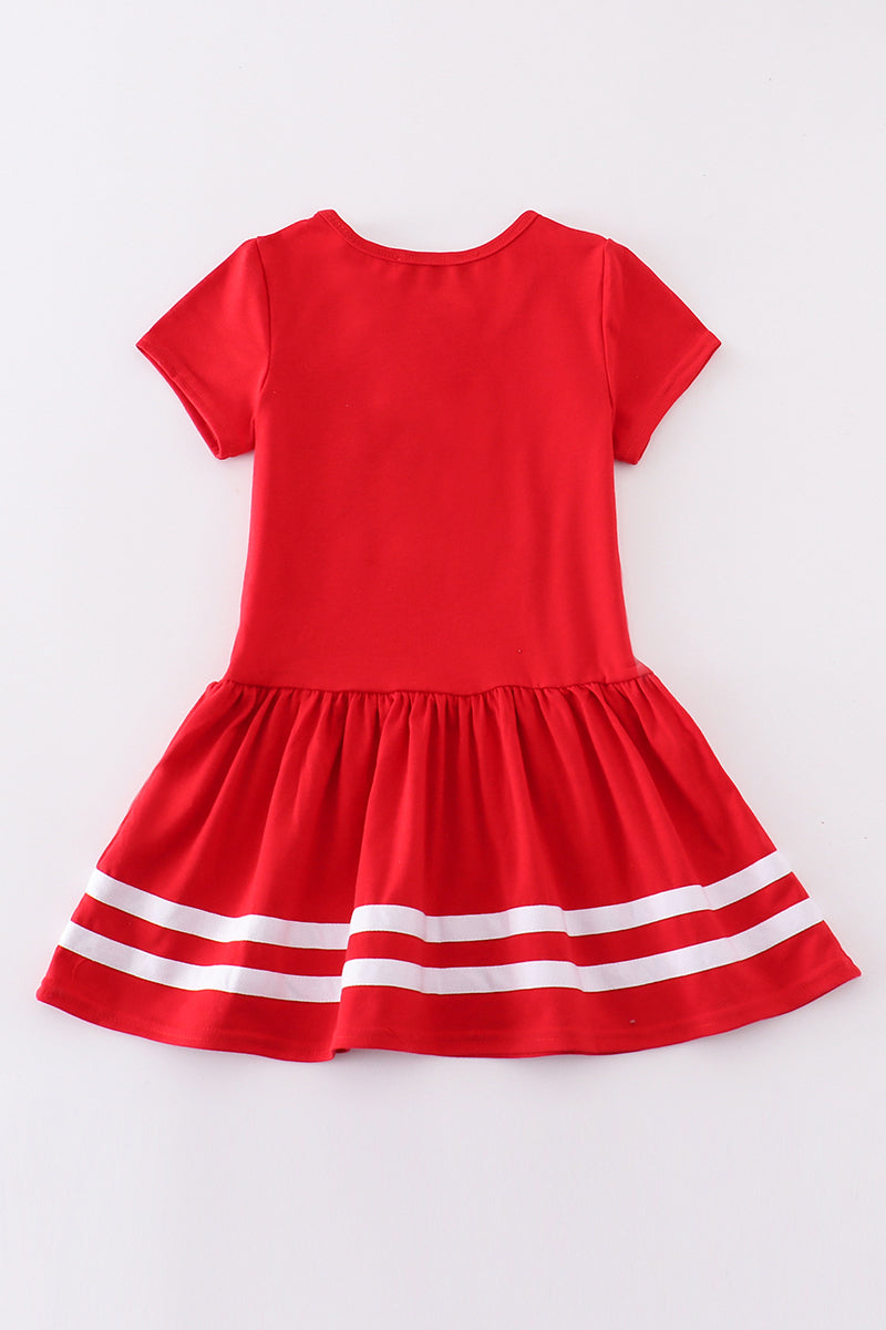 Atlanta baseball applique girl dress - Giggles with Grace