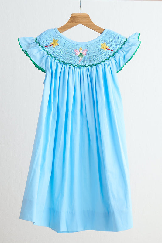 Blue fairy hand smocked dress - Giggles with Grace