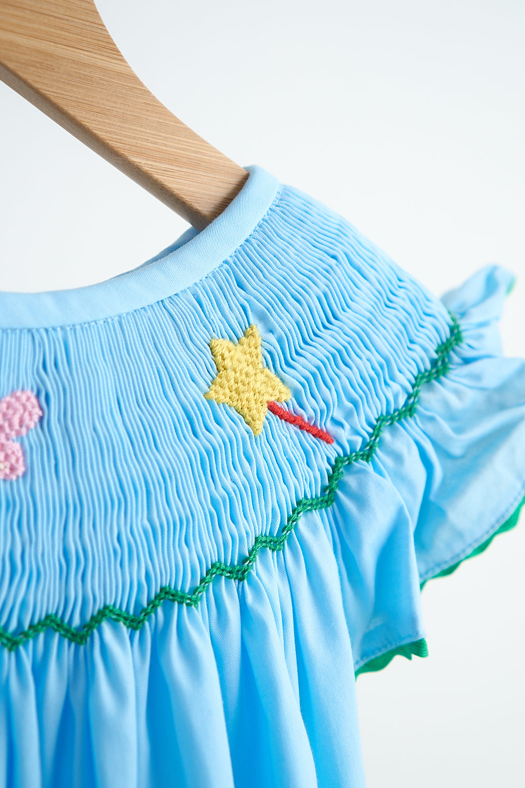 Blue fairy hand smocked dress - Giggles with Grace