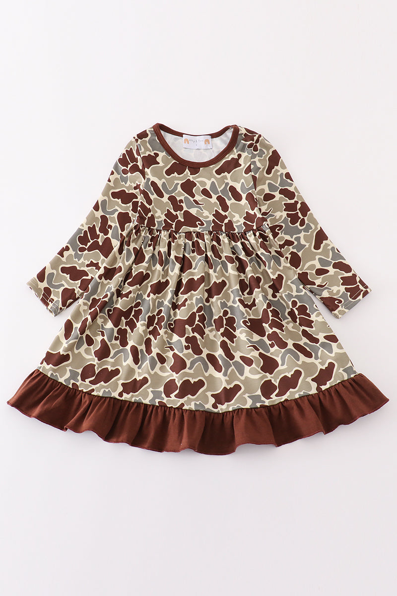 Camouflage print ruffle dress - Giggles with Grace