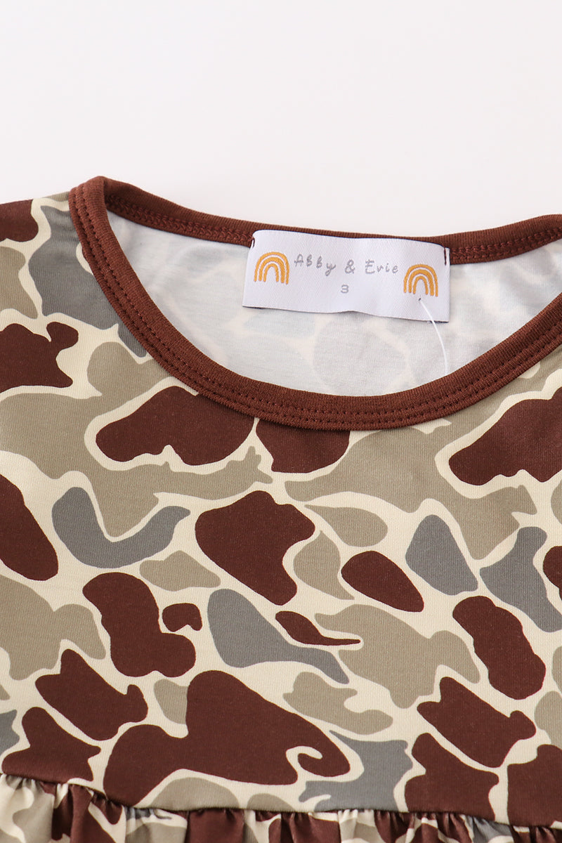 Camouflage print ruffle dress - Giggles with Grace