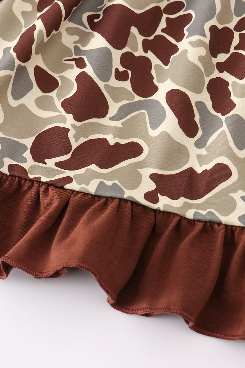 Camouflage print ruffle dress - Giggles with Grace