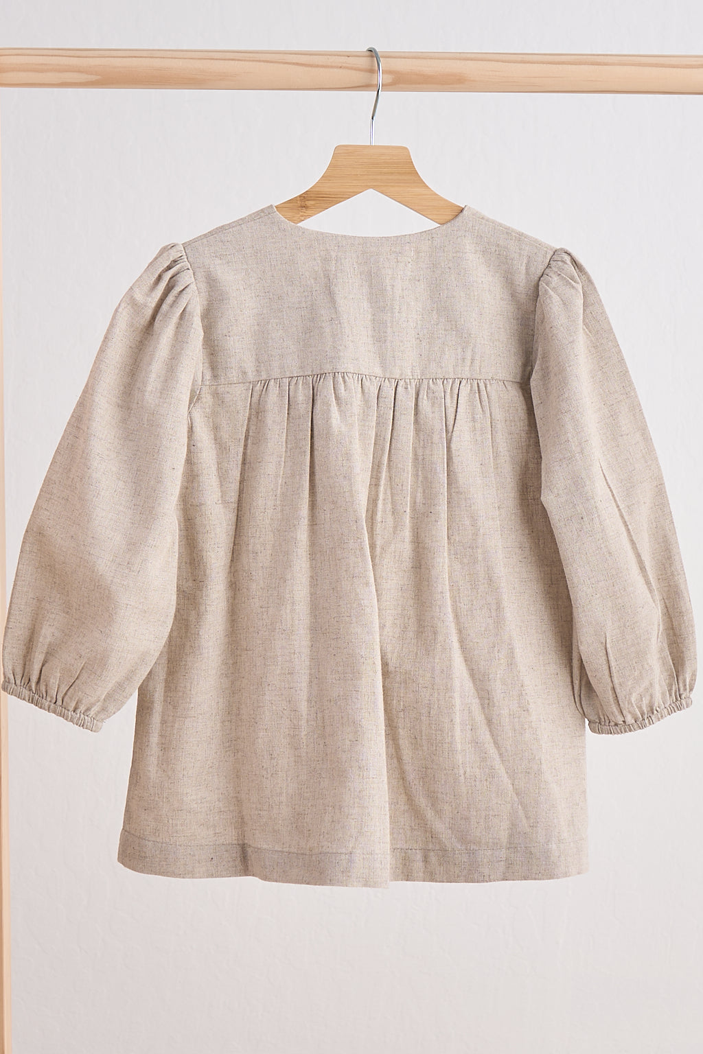 Gray floral embroidery linen girl dress - Giggles with Grace