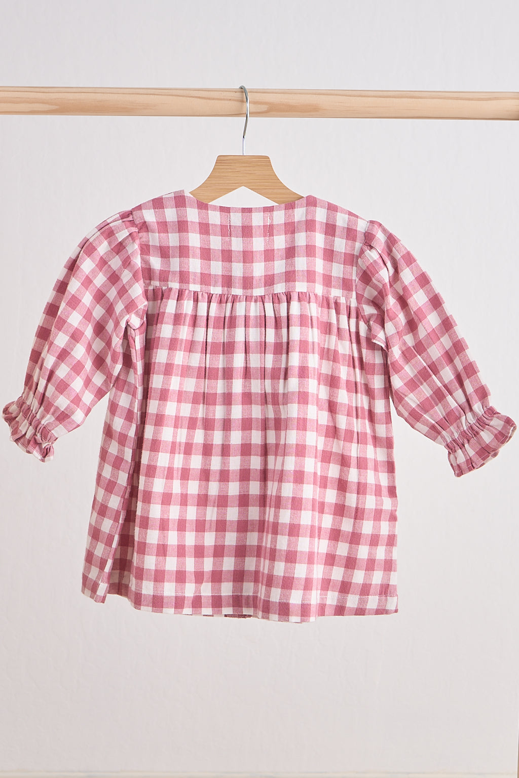 Pink gingham flannel bow dress - Giggles with Grace