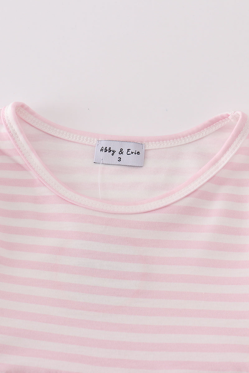 Pink tractor lucky clover applique girl dress - Giggles with Grace