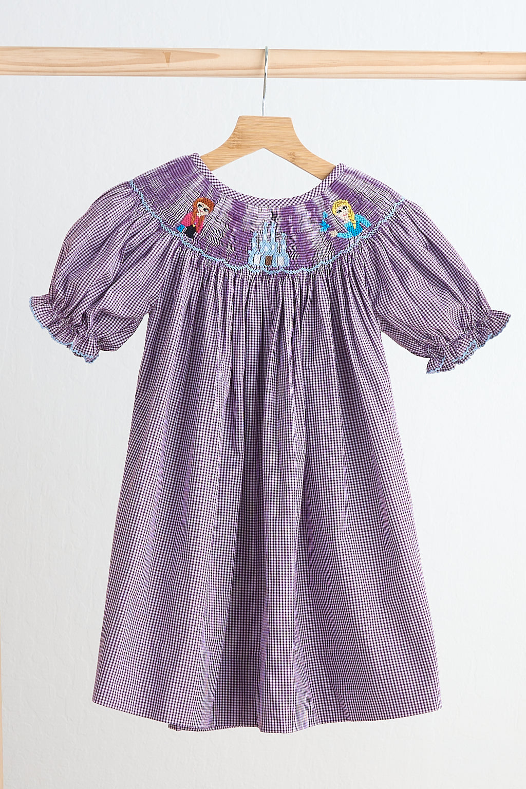 Purple castle hand smocked gingham dress - Giggles with Grace