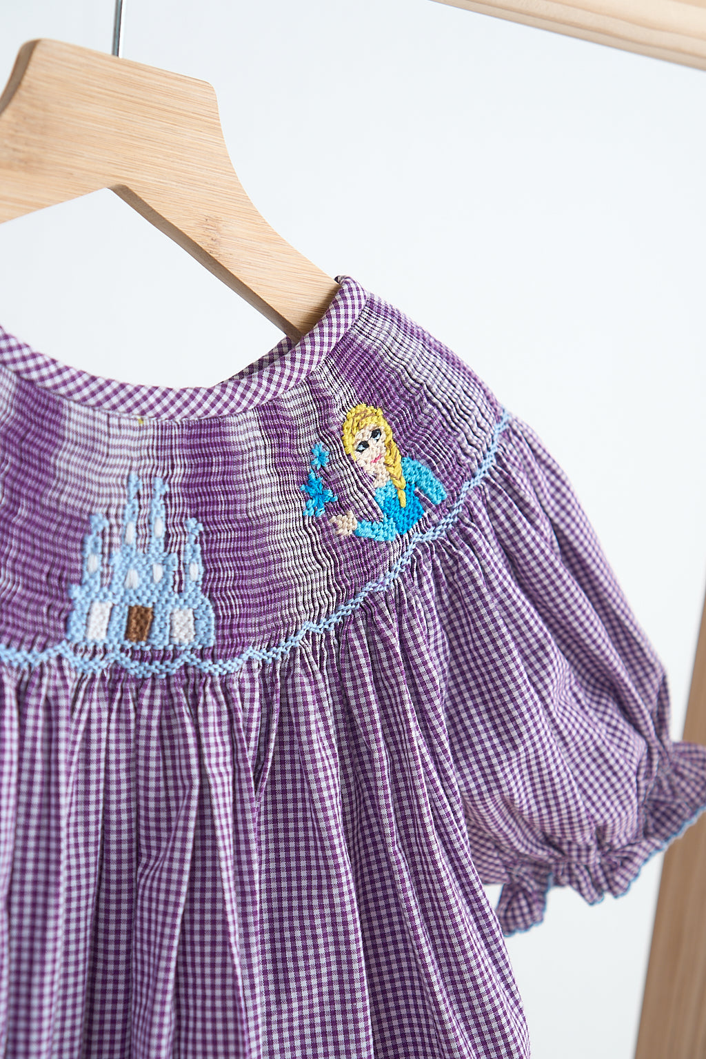 Purple castle hand smocked gingham dress - Giggles with Grace