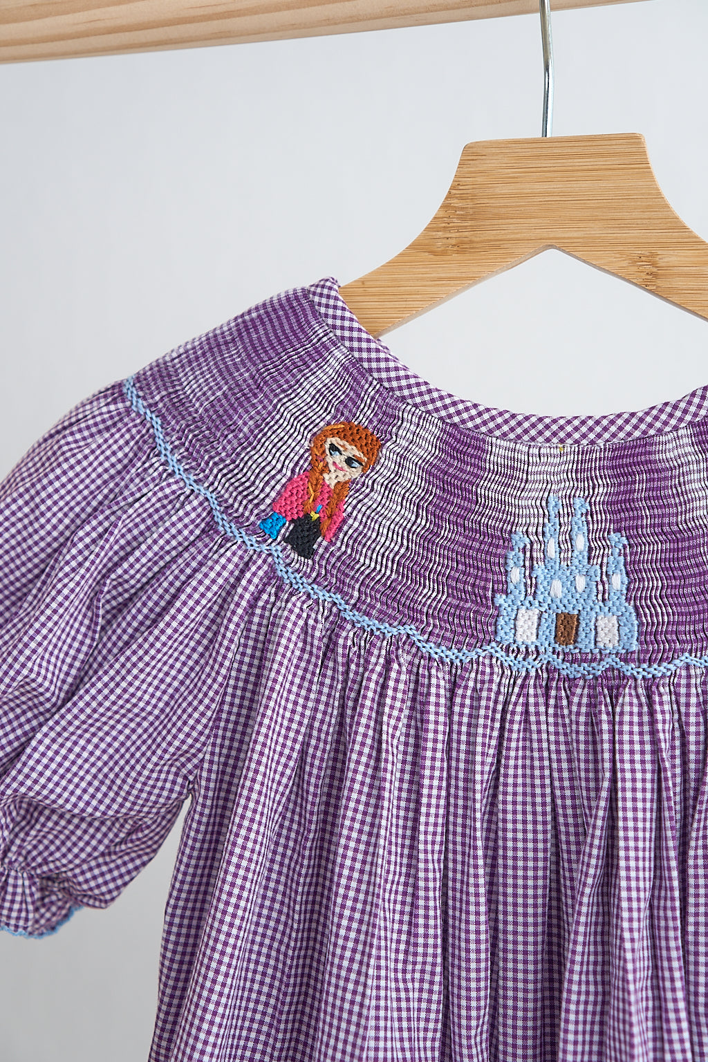Purple castle hand smocked gingham dress - Giggles with Grace