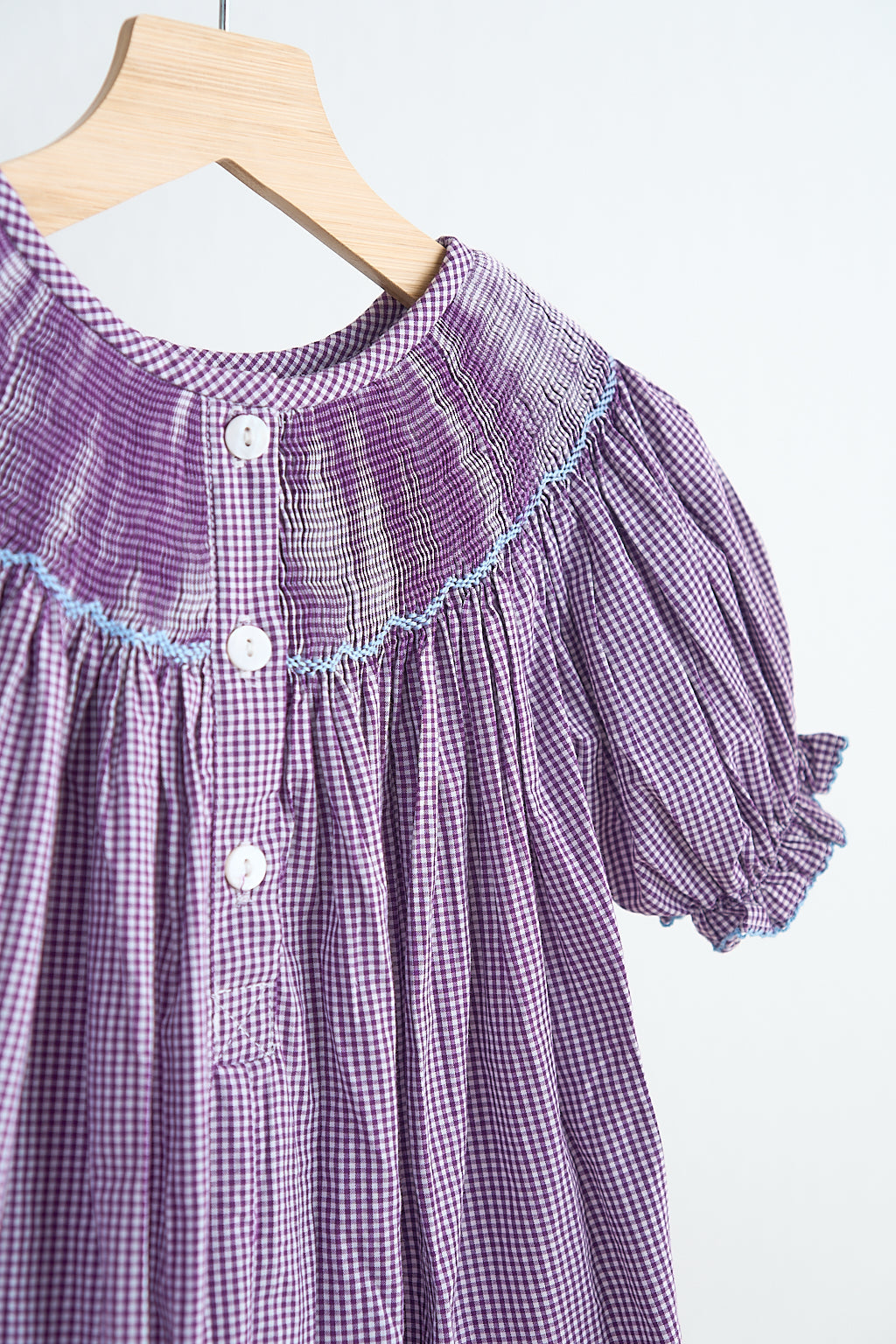 Purple castle hand smocked gingham dress - Giggles with Grace