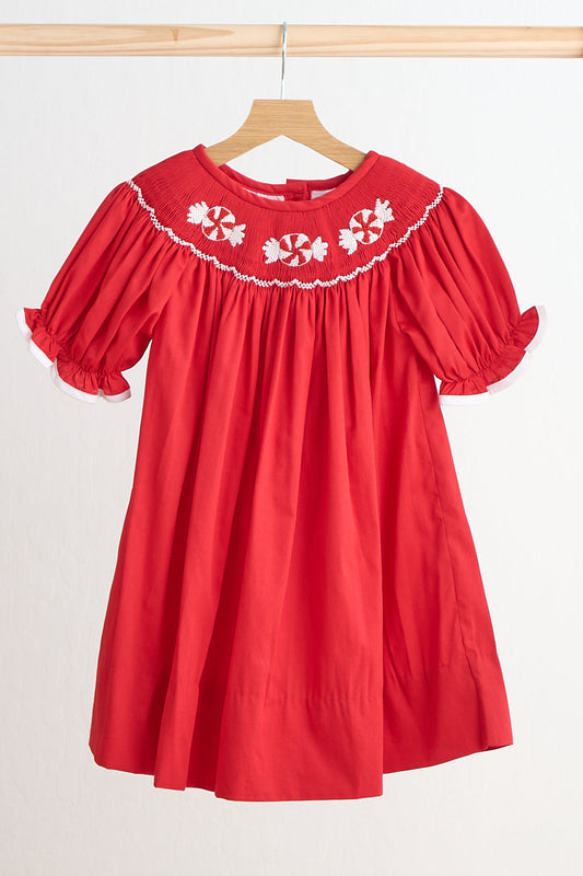 Red candy hand smocked dress - Giggles with Grace