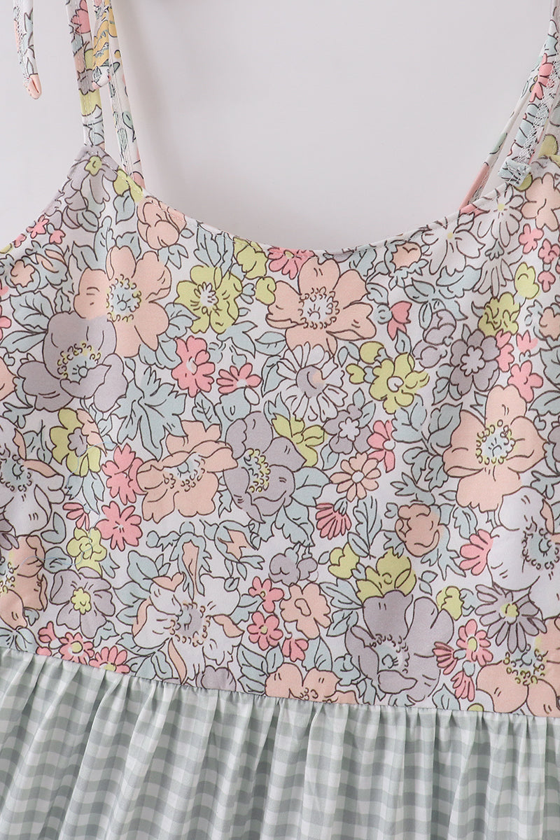 Sage pastel floral harmony mom&me gingham dress - Giggles with Grace