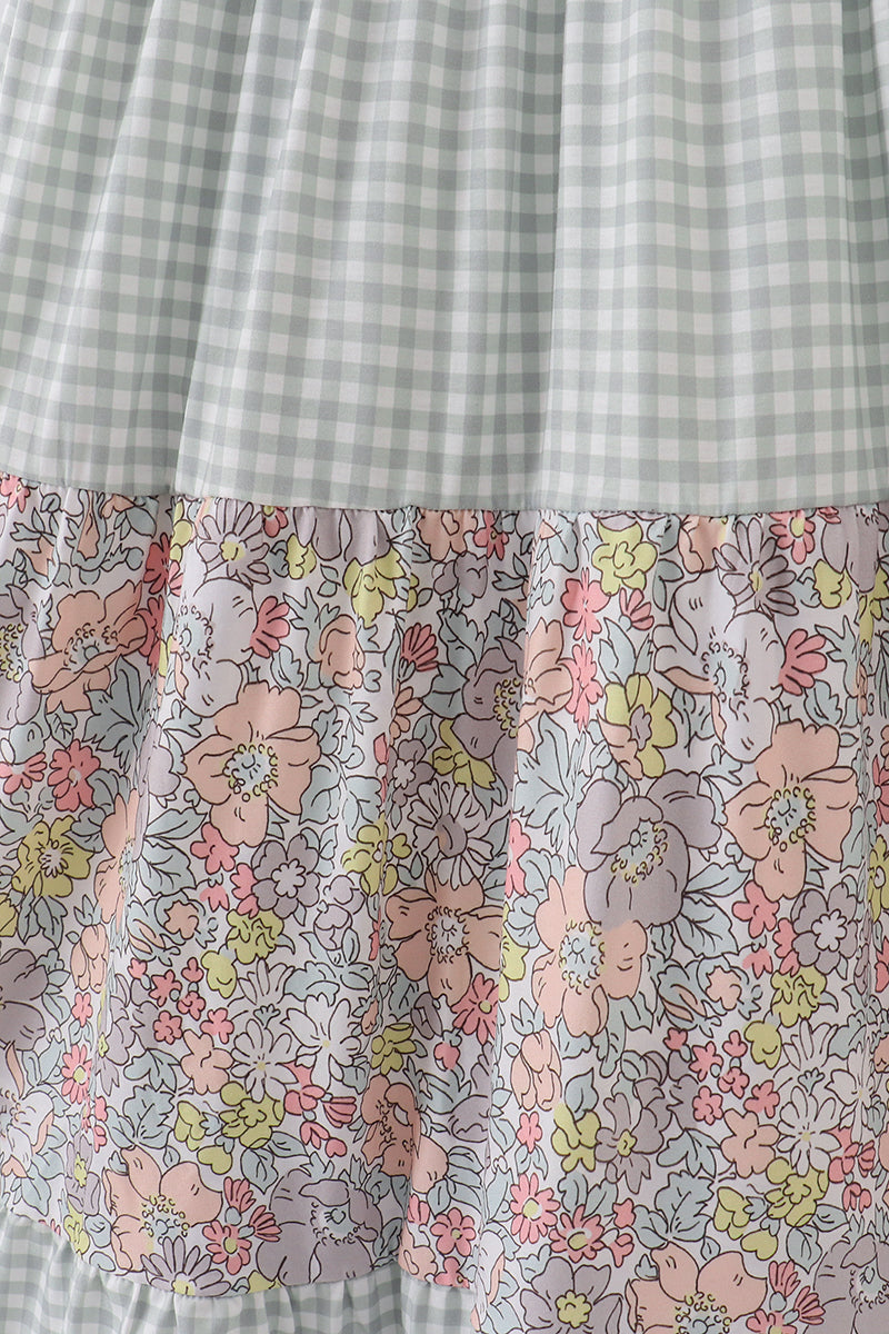 Sage pastel floral harmony mom&me gingham dress - Giggles with Grace