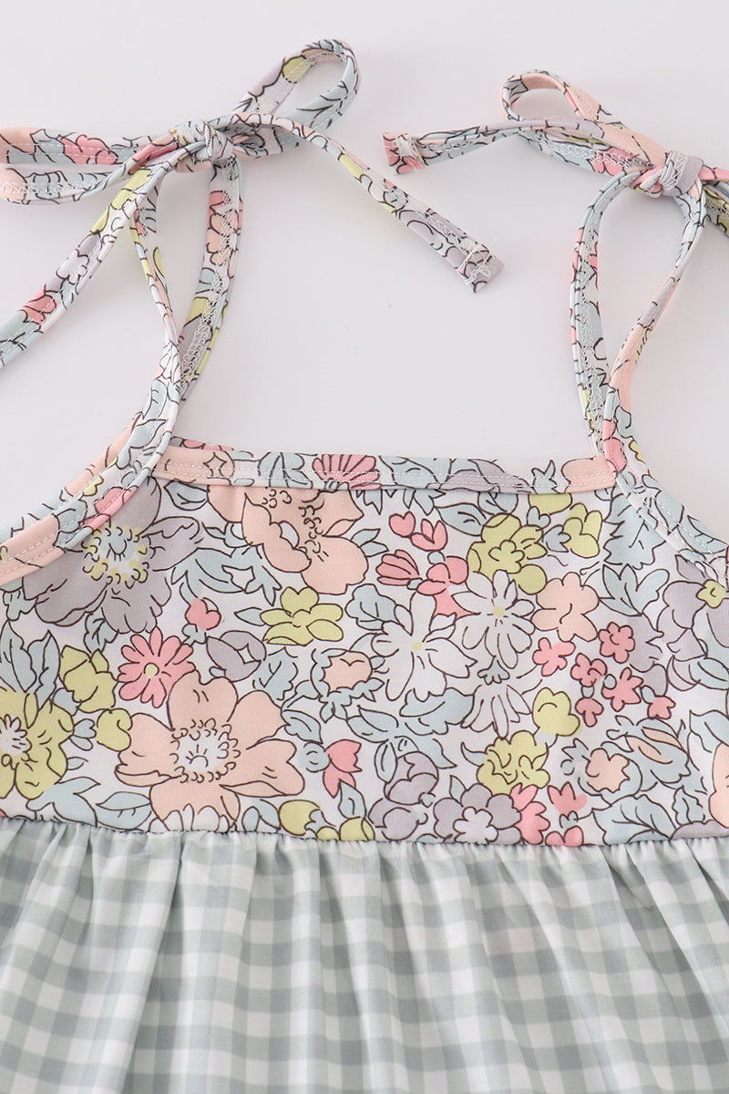 Sage pastel floral harmony mom&me gingham dress - Giggles with Grace