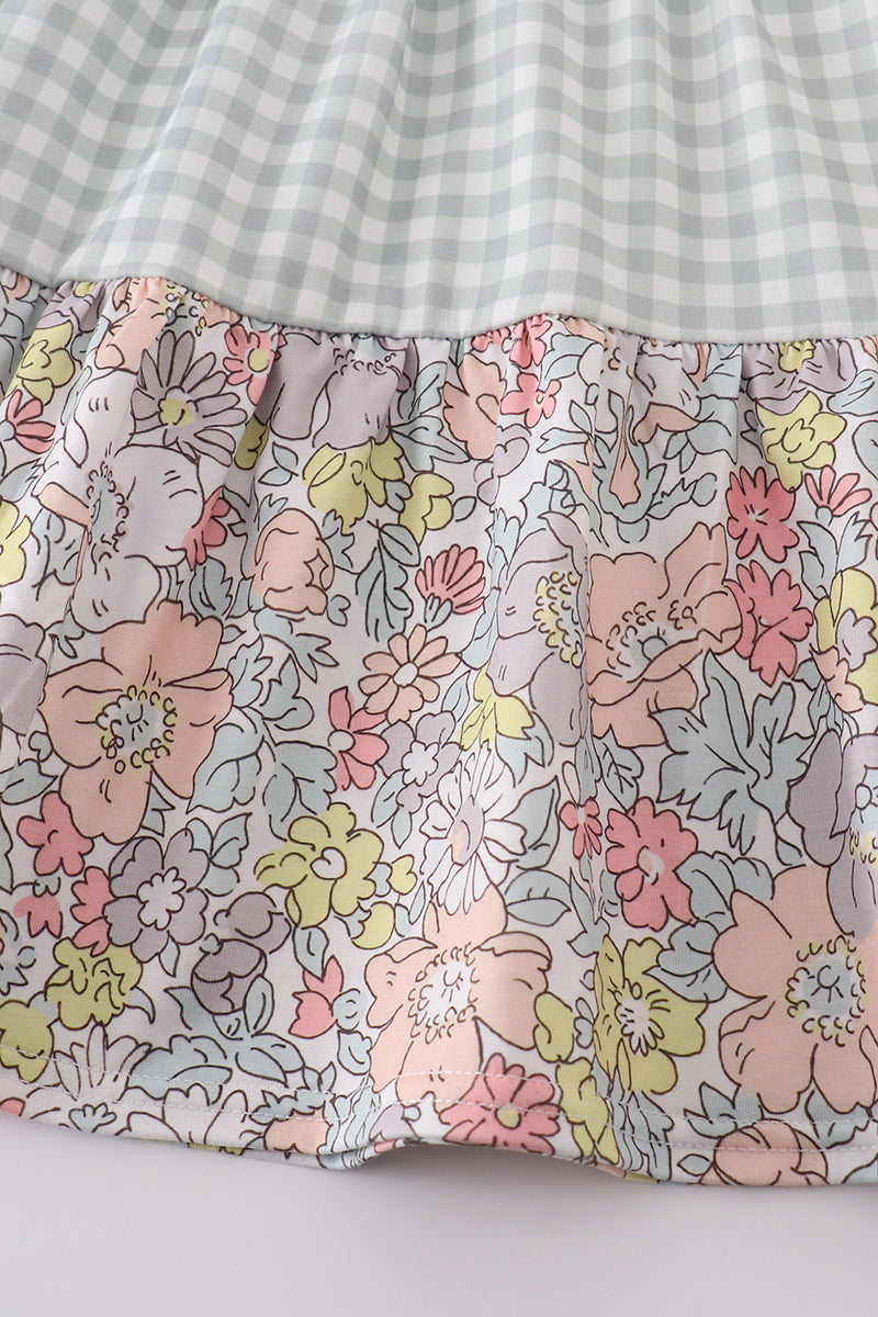 Sage pastel floral harmony mom&me gingham dress - Giggles with Grace
