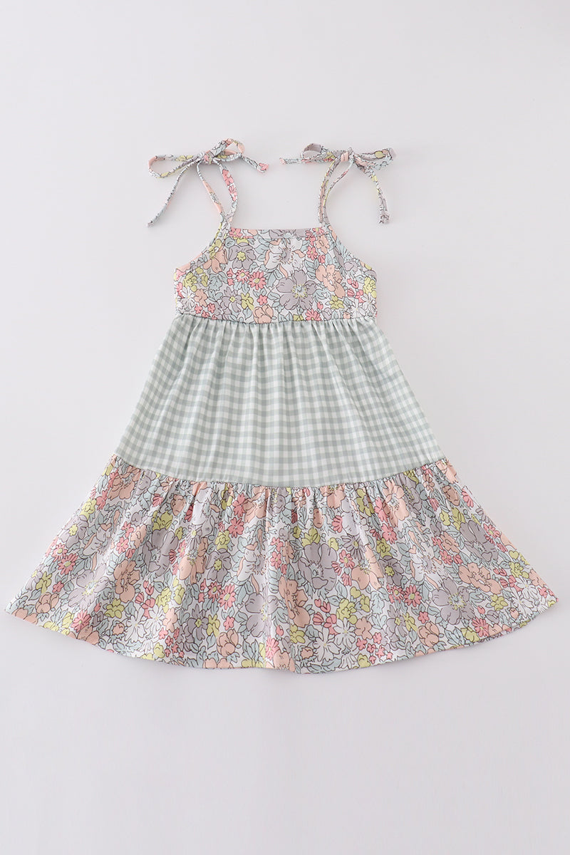 Sage pastel floral harmony mom&me gingham dress - Giggles with Grace