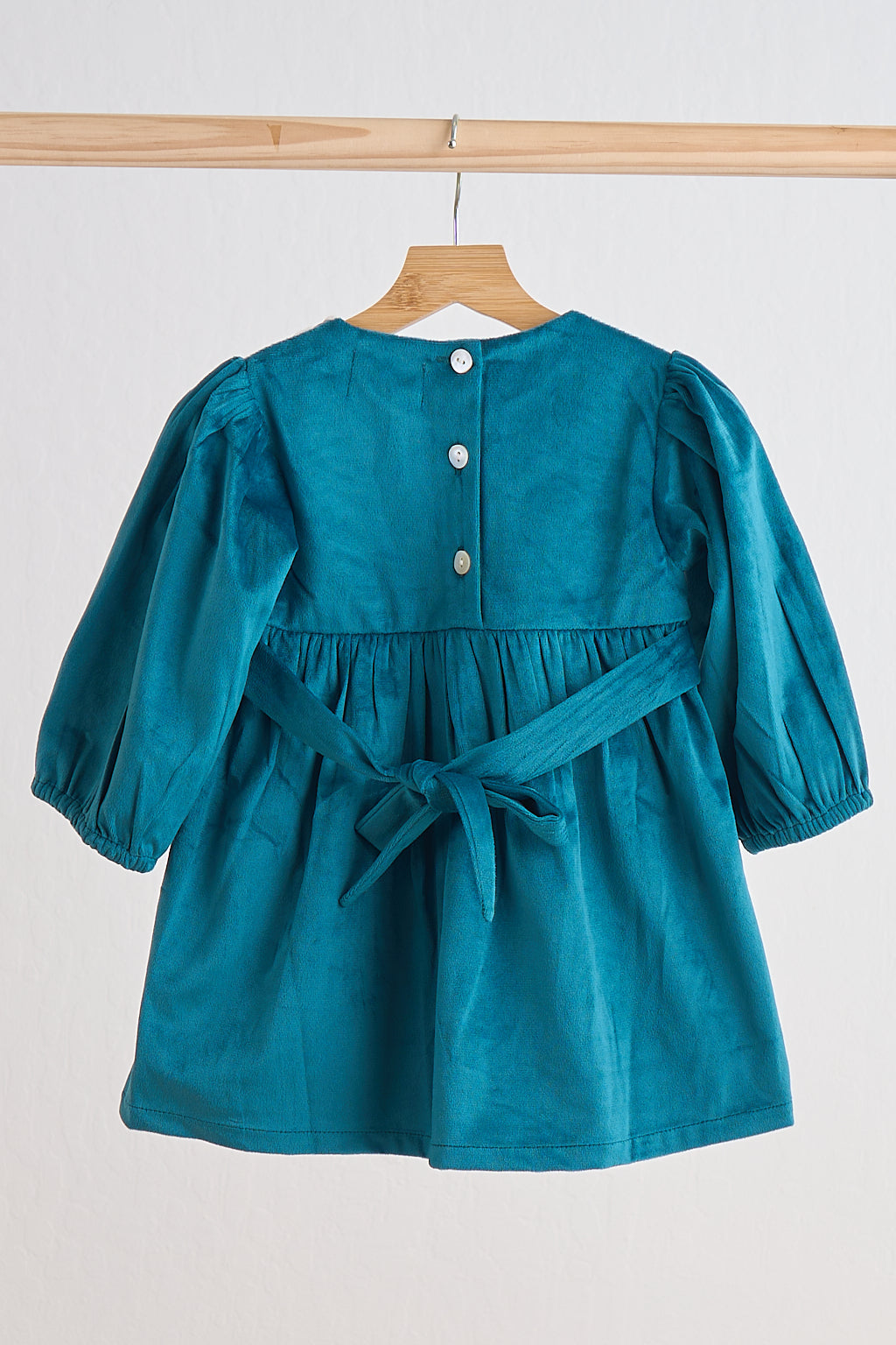 Teal velvet lace girl dress - Giggles with Grace