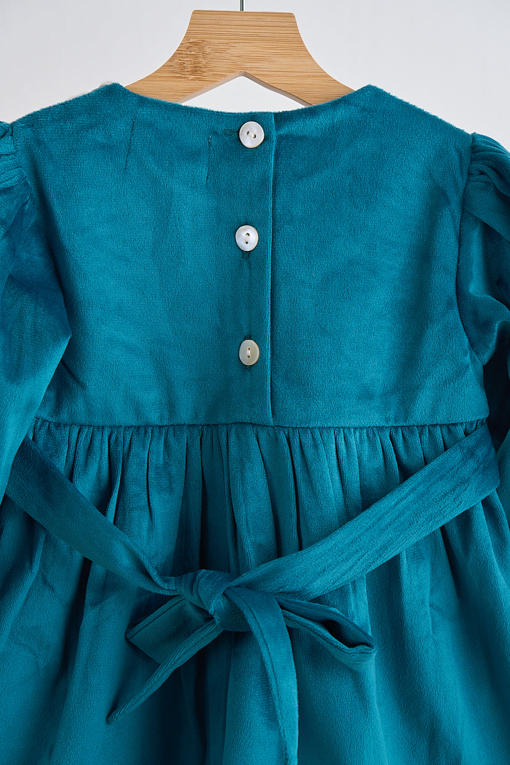 Teal velvet lace girl dress - Giggles with Grace
