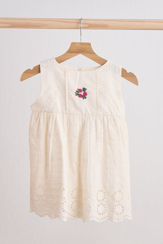 White hand embroidery lace dress - Giggles with Grace